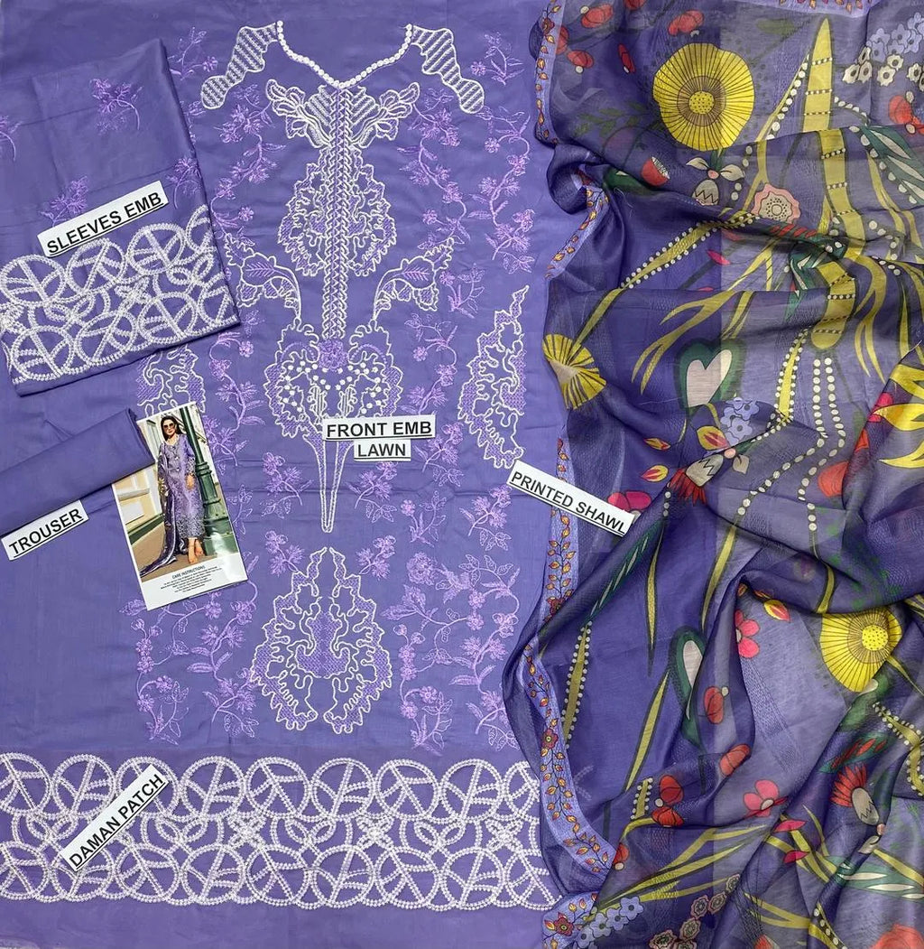 3 PCS LAWN EMBROIDERY SOIT