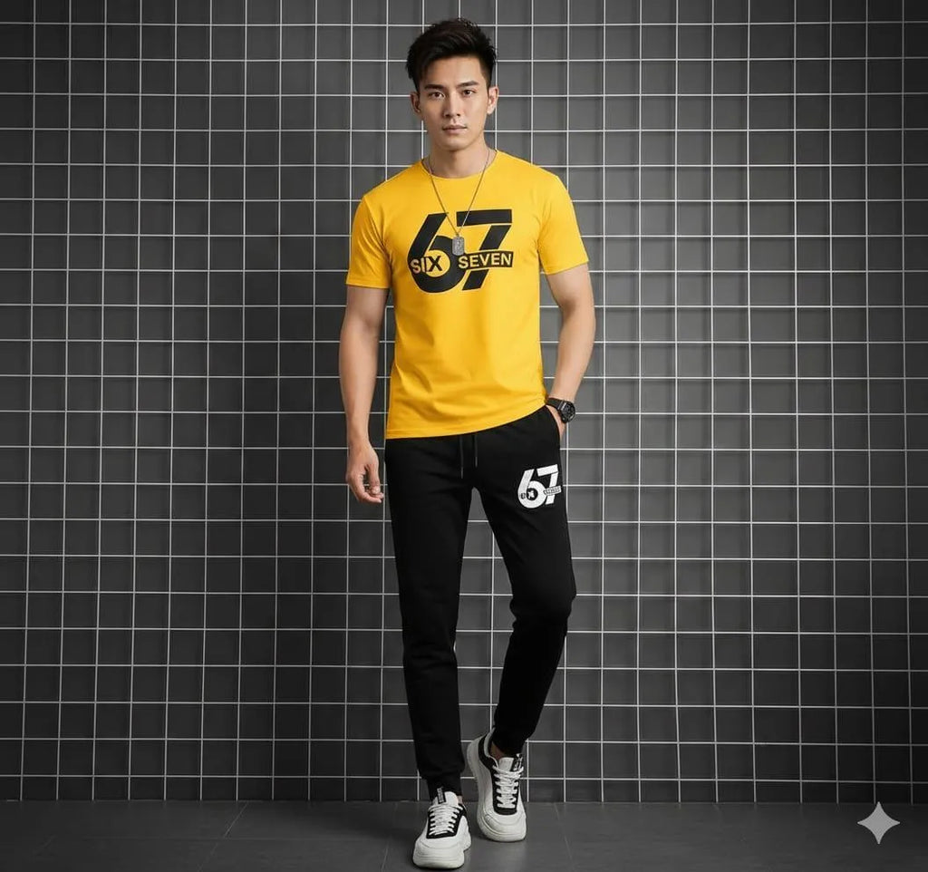 2 PCS MENS POLYESTER PRINTED TRACK SOIT