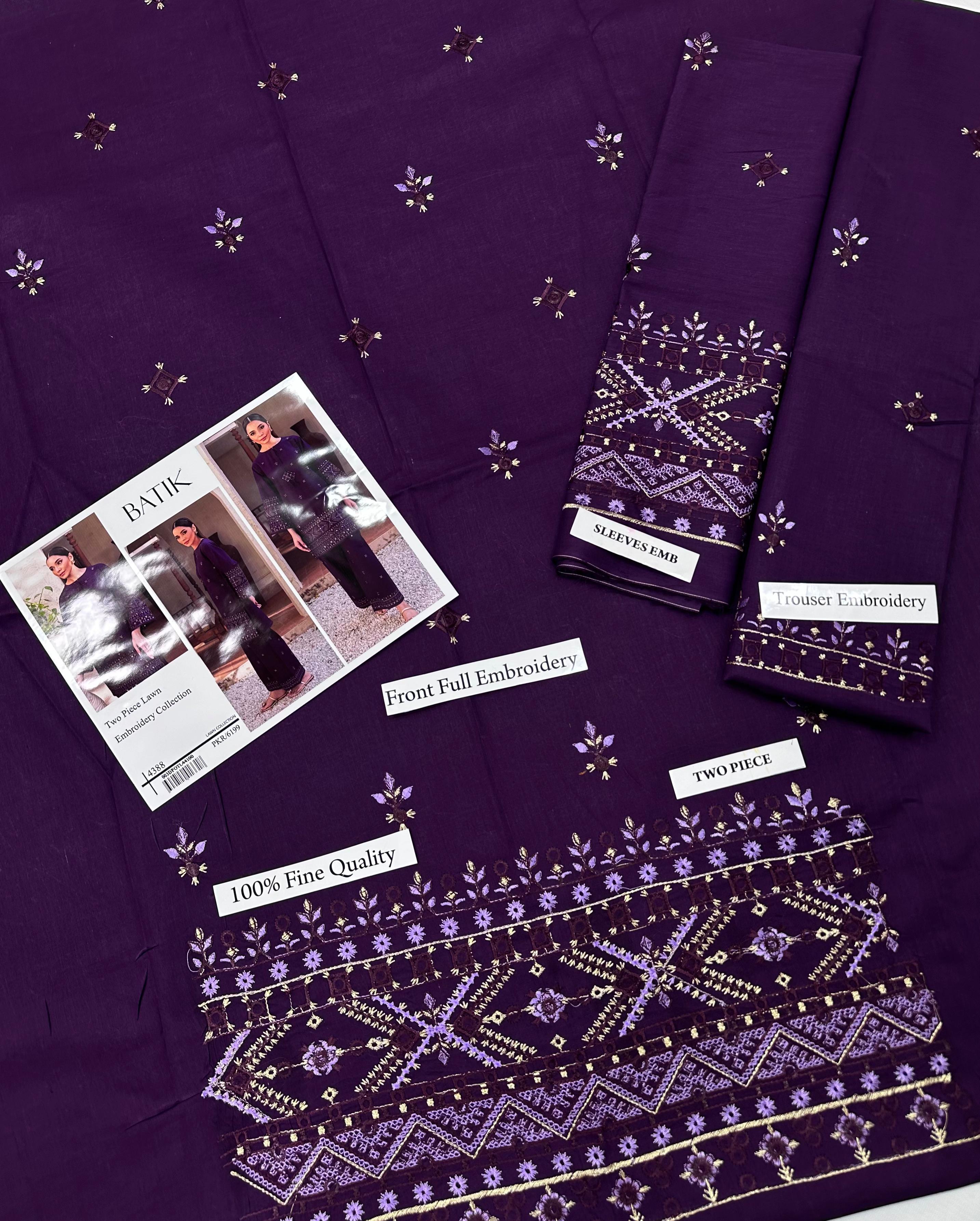 2 PCS LAWN EMBROIDERY